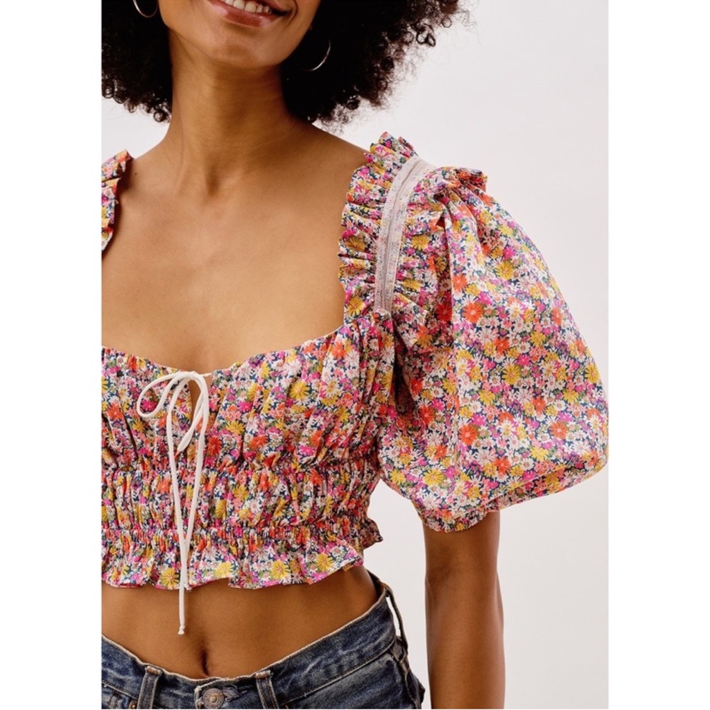 For Love And Lemons Libby Floral Crop Top